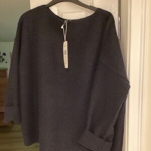 Eileen Fisher bateau neck boxy top, 100% wool in no ( deep navy). Runs large).